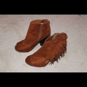 Suede Open Toe Booties